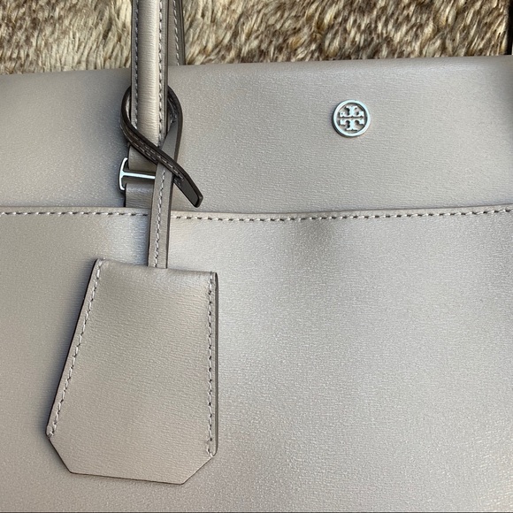SOLD! Tory Burch Robinson Tote Gray Heron - Picture 2 of 8